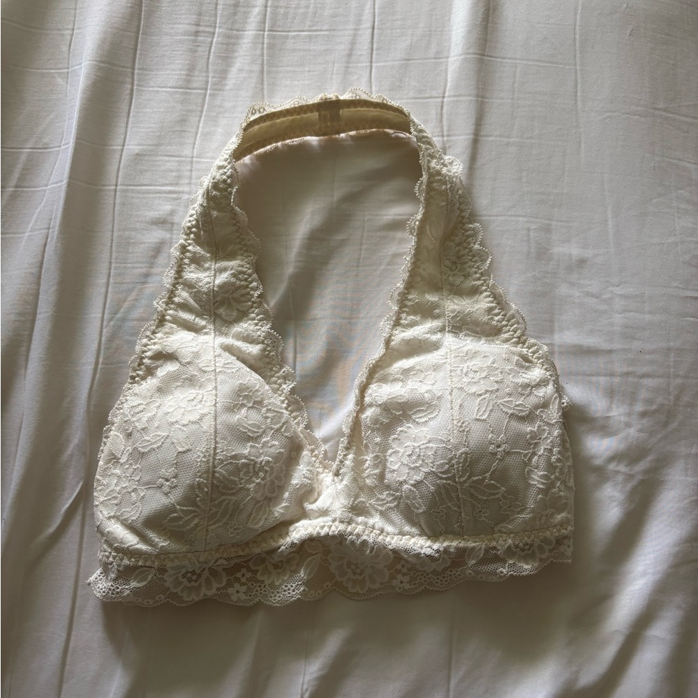 Hollister Cream Lace Halter Bralette